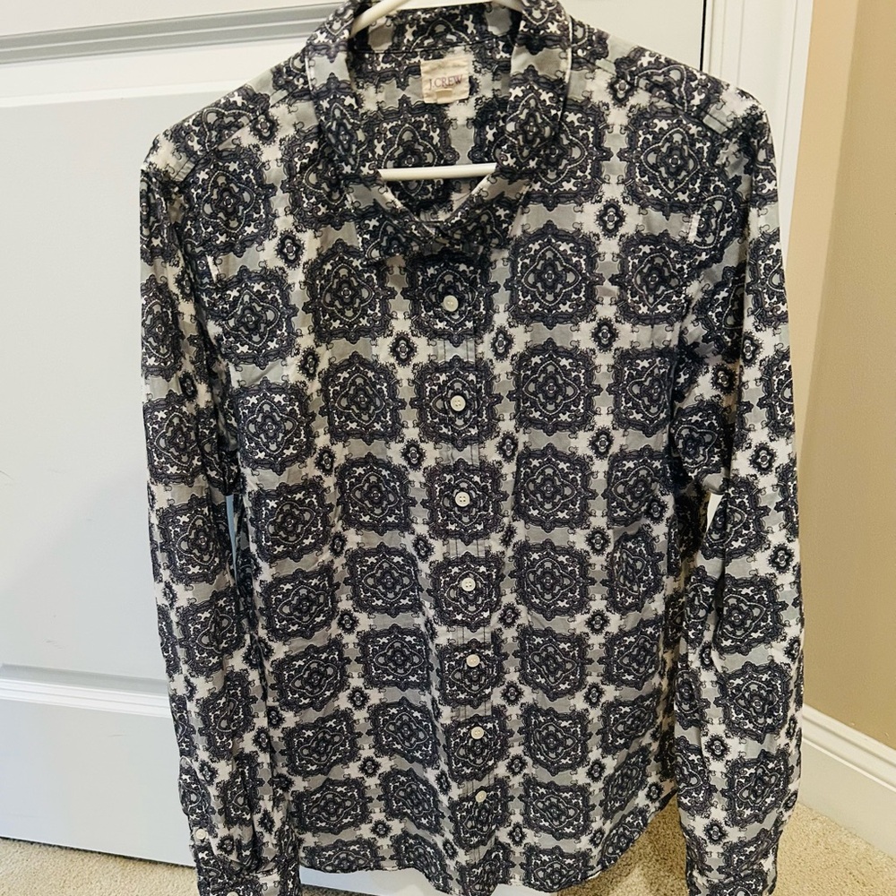 J. Crew Black and White Geometric Shirt